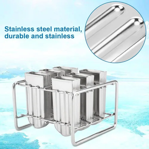 Miniatura 4 de Juego de 6, reutilizables de acero inoxidable para helados industriales para el hogar, cocina, bricolaje, herramienta para hacer hielo con bandeja
