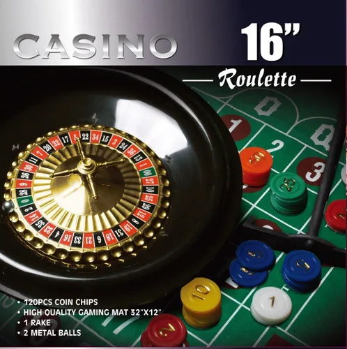 CASINO Juego de ruleta de 16 pulgadas con 120 fichas, diseño de fieltro y rastrillo