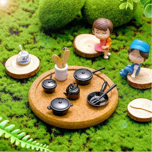 Miniatura 5 de Zhanmai Juego de 47 tazas de té de porcelana en miniatura, ollas y sartenes de metal incluyen 16 mini platos de muñeca, cuchillo tenedor, cuchara