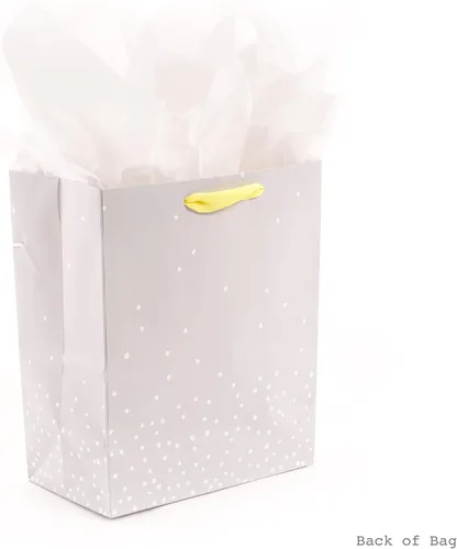 Miniatura 6 de Hallmark Bolsa de regalo mediana para bebé de 9 pulgadas con papel de seda, cartel de bebé en gris, rosa y azul para baby showers, nuevos padres
