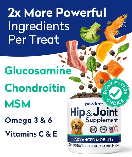 Miniatura 5 de Golosinas de glucosamina para perros quisquillosos - Suplemento para articulaciones con condroitina, MSM, omega-3 - Alivio del dolor articular