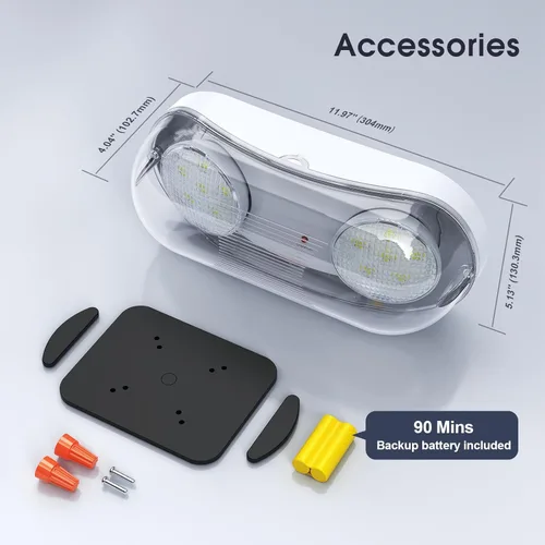 Miniatura 4 de Luz de emergencia exterior con clasificación de ubicación húmeda, luces de emergencia LED exteriores impermeables con batería de respaldo, cabezales