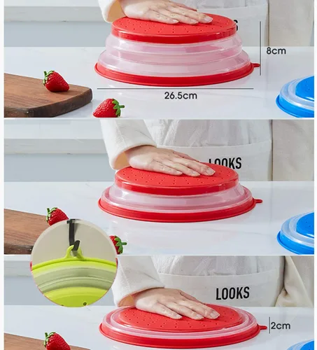 Miniatura 3 de Cubierta contra salpicaduras de microondas para alimentos, protector contra salpicaduras de cocina Micowave, tapa a prueba de platos, apta