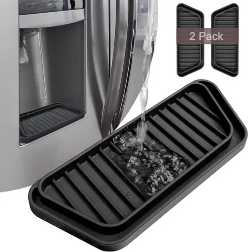 Miniatura 11 de Bandeja colectora de goteo para refrigerador KindGa, protector para bandeja dispensadora de hielo y agua, almohadilla para derrames de agua del Negro