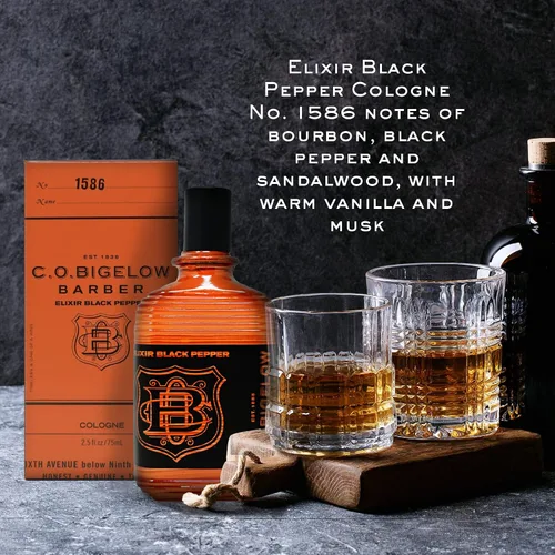 Miniatura 5 de C.O. Bigelow - Elixir Black Pepper - No. 1586, 2.5 fl oz, Colonia para hombres, aroma de bourbon y madera de sándalo, masculina, refinada, colonia