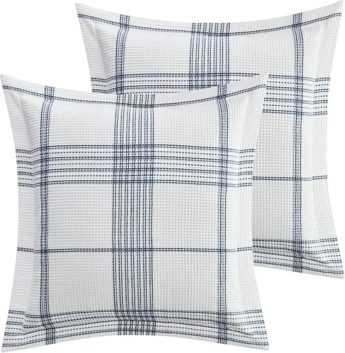 Miniatura 13 de Levtex Home - Juego de edredón azul marino a cuadros de gofres - Edredón individual/individual XL (66 x 86 pulgadas) y 1 funda estándar
