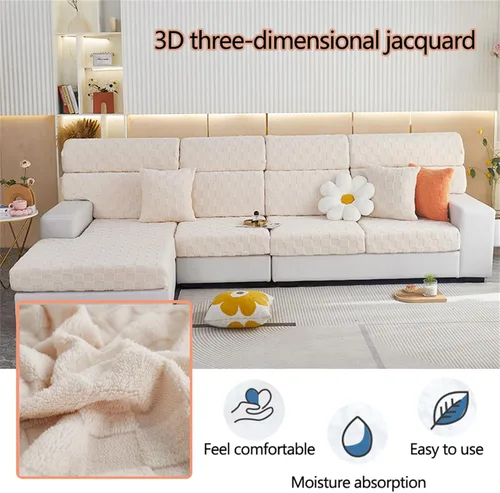 Miniatura 3 de Funda de cojín elástica para asiento de sofá con parte inferior elástica, de elastano, jacquard, antideslizante, protector de muebles