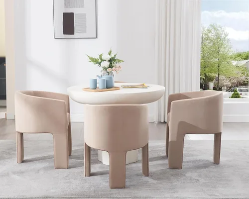 HNY Juego de 3 sillas de comedor estilo barril modernas de mediados de siglo, sillas laterales de acento tapizadas en terciopelo con brazos, cómodas