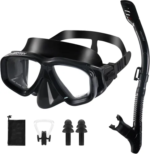 Juego de esnórquel para adultos, juego de máscara de esnórquel de secado completo para adultos, protección antivaho, unisex, vista panorámica HD