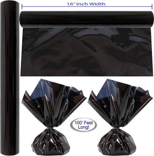 Miniatura 3 de AnapoliZ Rollo de Envoltorio de Celofán Negro 100 Pies de Largo X 16 Pulgadas de Ancho 2.3 Mil de Grosor Transparente Negro Dulces