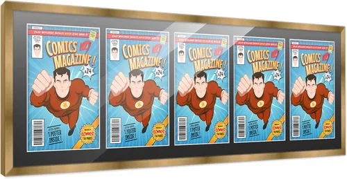 Miniatura 124 de Poster Palooza Marco de cómic con paspartú para 1 cómic de la Edad de Bronce publicado entre 1970 y 1985, marco de cómic negro para cómic de 7.25 x