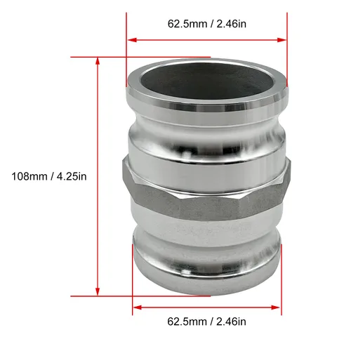 Miniatura 5 de Tipo de aluminio AA Cam y ranura adaptador de carrete, 2" Camlock macho x 2" Camlock macho