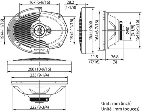 Miniatura 2 de Kenwood Altavoces elípticos de 3 vías 5.9 x 9.1 in negro