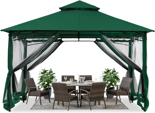 Miniatura 16 de ABCCANOPY Gazebos para patios de 10 x 10 pulgadas, kiosco con marco de acero para exteriores con mosquitera para césped, patio trasero, jardín