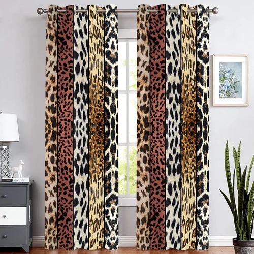 Miniatura 22 de Cortina opaca con estampado de animales salvajes, para oscurecer la habitación, con aislamiento térmico, con ojales para sala, comedor, dormitorio