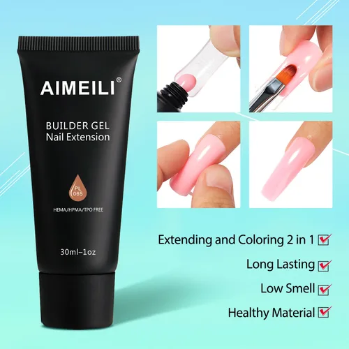 Miniatura 5 de AIMEILI Gel de extensión de uñas de poli, 6 colores, para realce de uñas, diseño de arte de uñas, bricolaje, salón de uñas, regalo para mujeres, kit