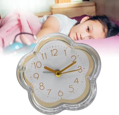 Miniatura 2 de Reloj despertador, con forma de flor, silencioso, para mesita de noche, marco transparente, sin tictac, reloj digital de cuarzo para sala de estar
