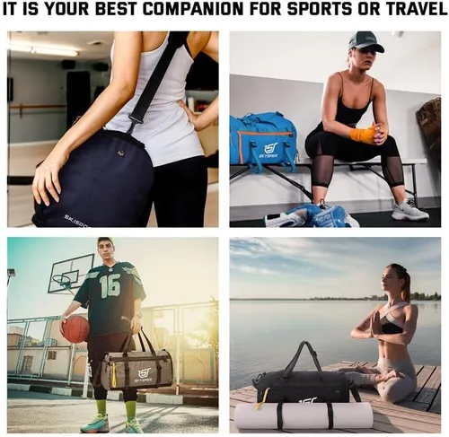 Miniatura 5 de SKYSPER Bolsa de deporte pequeña para gimnasio para hombres y mujeres, bolsa de viaje para llevar durante la noche para el fin de semana, natación