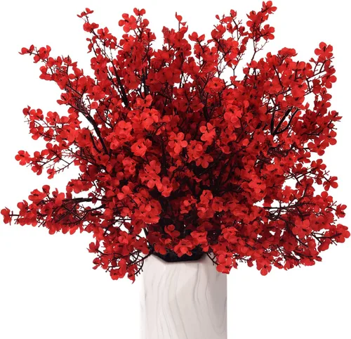 Miniatura 9 de 15 piezas de flores artificiales de aliento de bebé, plantas de seda falsas con sensación real, ramos florales de bricolaje para decoración de bodas