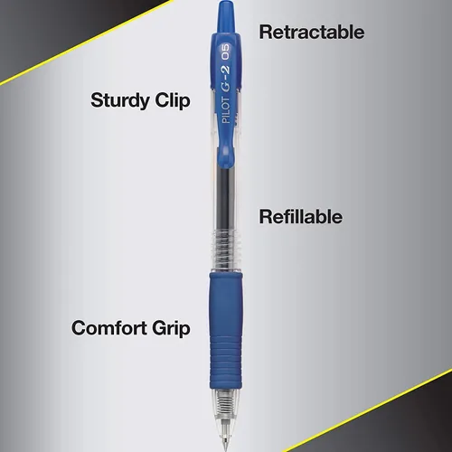 Miniatura 6 de Pilot, bolígrafos de gel retráctil G2 Premium, punta extra fina de 0.5 mm, paquete de 5, azul