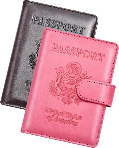 Miniatura 21 de Herain Soporte para pasaporte para viaje y crucero, 2 piezas, funda para pasaporte, cartera, regalo de viaje, para mujeres, hombres, familia