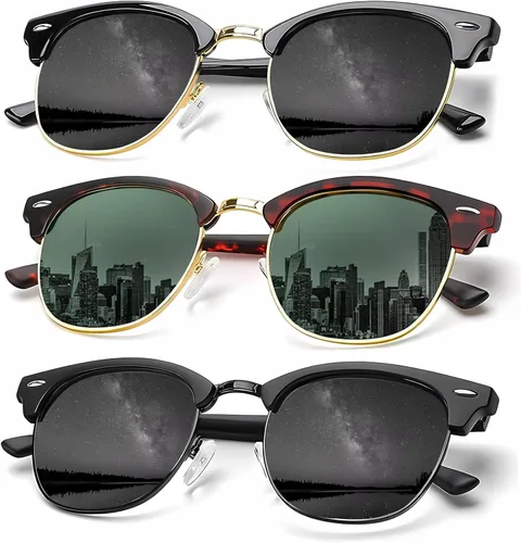 Miniatura 37 de KALIYADI - Gafas de sol polarizadas para hombres y mujeres unisex, marco semirretráctil, estilo retro, para conducir, con bloqueo UV