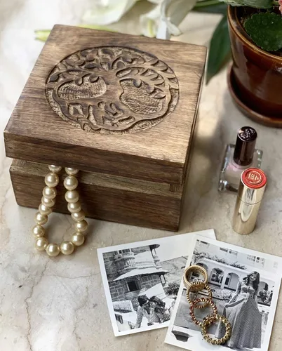 Miniatura 2 de Grandes ideas de regalo de cumpleaños, caja decorativa hecha a mano con el árbol de la vida, caja del tesoro, caja del tesoro, organizador de joyas