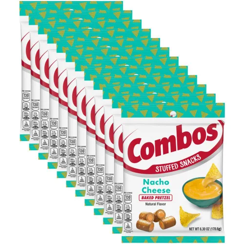 COMBOS Cheese Snacks - Paquetes de bocadillos de queso nacho, aperitivo de galleta horneada, bolsa a granel de 6.3 onzas (paquete de 12)