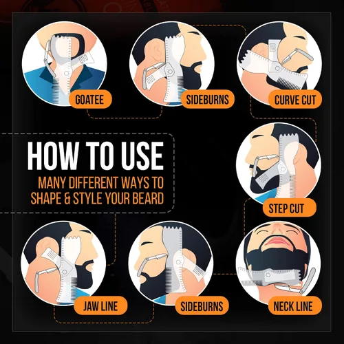 Miniatura 2 de Kit de moldeador de barba – Herramienta completa de modelado y peinado – Moldeador ajustable transparente, maquinillas de afeitar, lápiz