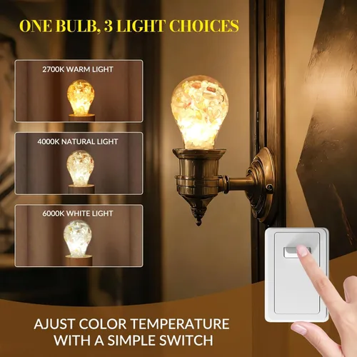 Miniatura 2 de Bombillas LED de 5 W, A19, E26, bombillas LED de 2700 K/4000 K/6000 K, bombillas de piedra de cristal curativo no regulables para iluminación