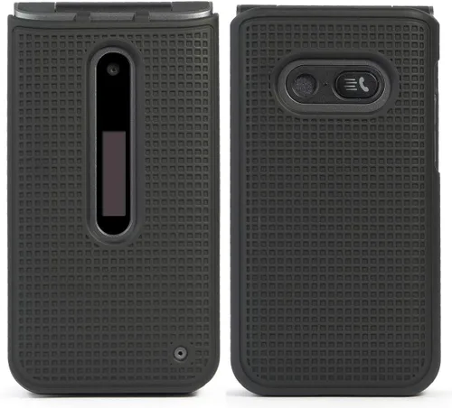 Miniatura 2 de Nakedcellphone Funda para LG Classic Flip, [Negro] Carcasa rígida a presión [textura de rejilla] para LG Classic Flip Phone L125DL