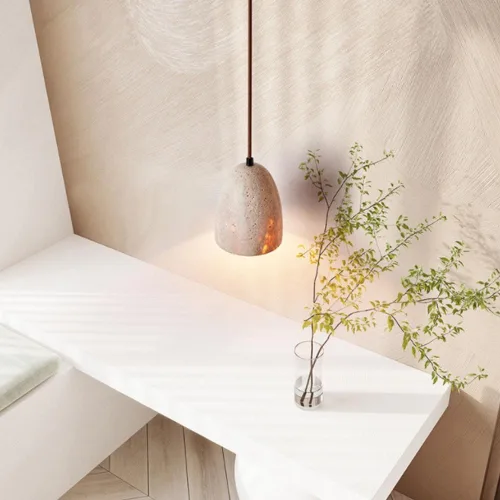 Miniatura 4 de Luces colgantes de piedra natural de mediados de siglo, lámpara colgante japonesa Wabi-Sabi para isla de cocina, lámpara colgante para fregadero