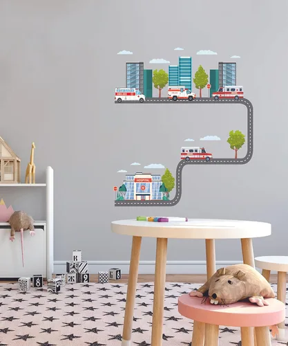 Miniatura 12 de The City - Vinilo adhesivo de vinilo para habitación de niños, camión de basura, colección de residuos sólidos, para dormitorio de niños, sala