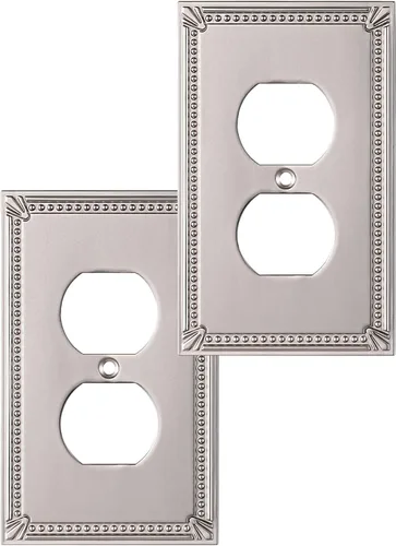DEWENWILS Sunken Pearls - Placa decorativa de pared para interruptor, cubierta para tomacorrientes, receptáculo de duplex simple (2 unidades, níquel