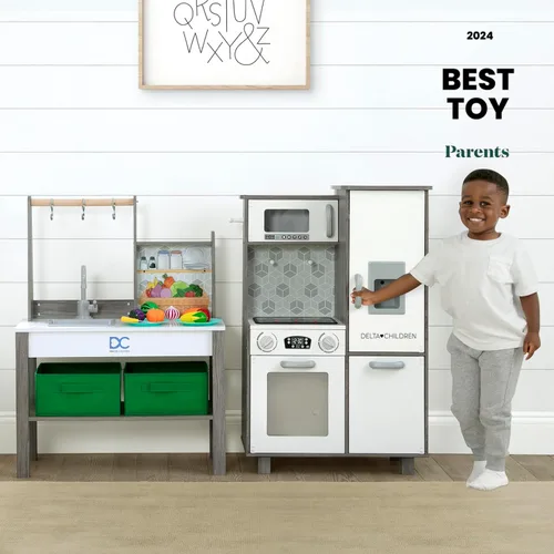 Miniatura 2 de Delta Children - Cocina de juguete de esquina todo en uno Gourmet - Juego de cocina de juguete con estufa segura y sin calor con luces, horno