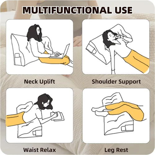 Miniatura 9 de Almohada de lectura triangular con cuña para cabecero, respaldo, cojín cilíndrico corporal, soporte de posicionamiento, almohada larga para regalos
