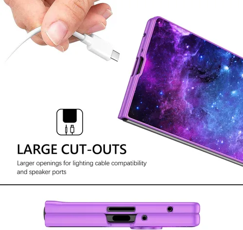 Miniatura 8 de GUAGUA Funda para Samsung Galaxy Z Fold 7, brilla en la oscuridad, linda nebulosa espacial noctilucente, luminosa, delgada, protectora a prueba