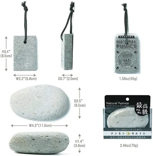 Miniatura 2 de Piedra pómez, natural [fabricada en Japón], forma ergonómica, textura extrafina, removedor de callos de piel dura y agrietada para hombres, mujeres