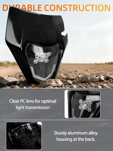 Miniatura 4 de JFG RACING - Kit de faro delantero LED universal para la mayoría de motocicletas, motocross, enduros, minimotos, supermotos CR CRF XR YZ YZF XC XCF