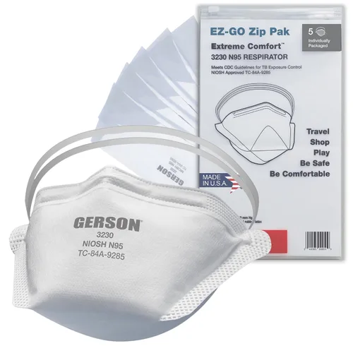 GERSON Máscaras faciales con respirador de bolsa, máscaras respiradoras blancas para adultos, serie 3230