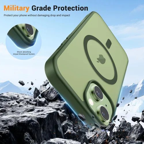 Miniatura 5 de vnnink para iPhone 12 y iPhone 12 Pro, funda de teléfono celular translúcida con protección contra caídas de grado militar, mate magnética
