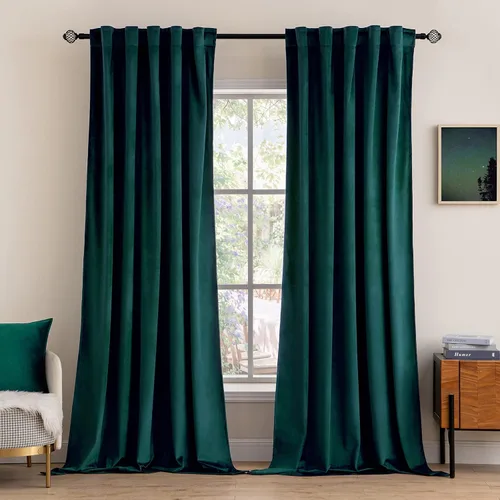 Miniatura 20 de MIULEE Cortinas de terciopelo de 84 pulgadas de largo, juego de 2 paneles para dormitorio, con pestaña trasera plisada, de lujo, aislamiento