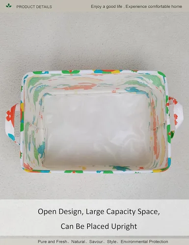 Miniatura 5 de Canasta ONOEV de lavandería, plegable, rectangular, de lona, para guardería, adecuada para niños, oficina, dormitorio, ropa, almacenamiento
