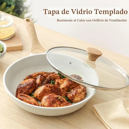Miniatura 2 de SENSARTE Sartén antiadherente de cerámica con tapa, sartén para saltear de 9.5 pulgadas, sartén para tortilla saludable y sin tóxicos para chefs