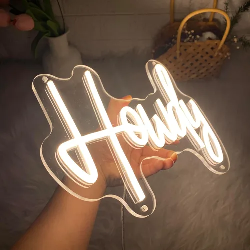 Miniatura 2 de Howdy Letrero de neón para decoración de pared, letreros con luz LED USB para dormitorio, cumpleaños, boda, fiesta, novio, novia, amante