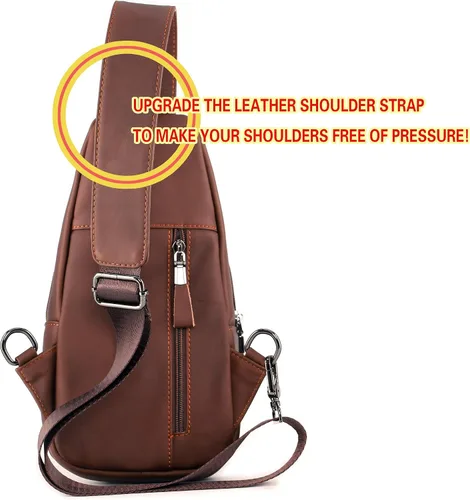 Miniatura 3 de YUAN FAN Bolso bandolera de cuero para hombre, bolso de transporte oculto para el pecho, bolso de viaje antirrobo