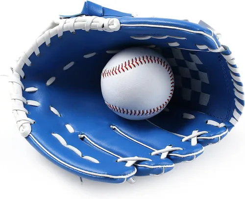 Miniatura 7 de WEILFYONK Guantes de béisbol de 9.5-12.5 pulgadas, guantes de sóftbol para entrenamiento y principiantes, sóftbol para jóvenes y principiantes, Azul