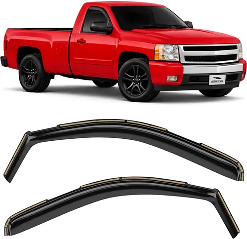 Voron Glass Protectores de lluvia extra duraderos en canal para camiones Chevrolet (Chevy) Silverado/GMC Sierra 2007-2013 cabina regular, Para