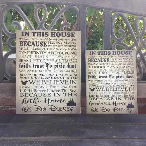 Miniatura 7 de Decoración de pared con temática de Disney, regalo de boda o nos vamos a Disney, We Do Disney, en esta casa, lienzo personalizado, personalizado