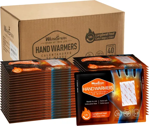 Calentadores de Manos Desechables de Un Solo Uso Activados por Aire para Manos, Dedos de los Pies y Cuerpo - Hasta 12 Horas de Calor - WarmSpark 40
